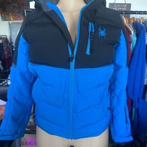 Spyder Kids Black and Blue Puffer Jacket